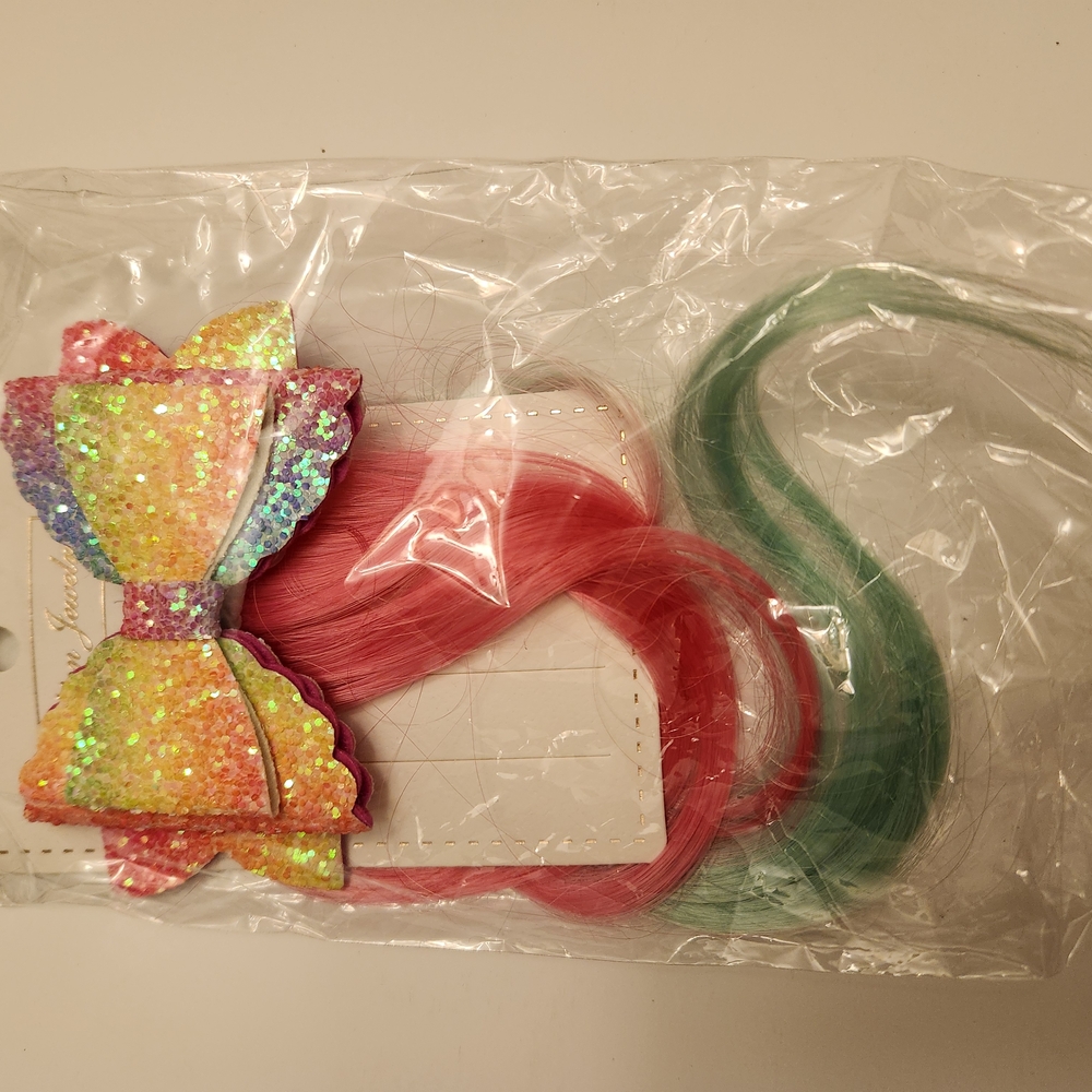 Rainbow Glitter Bow Hair Clip for Kids